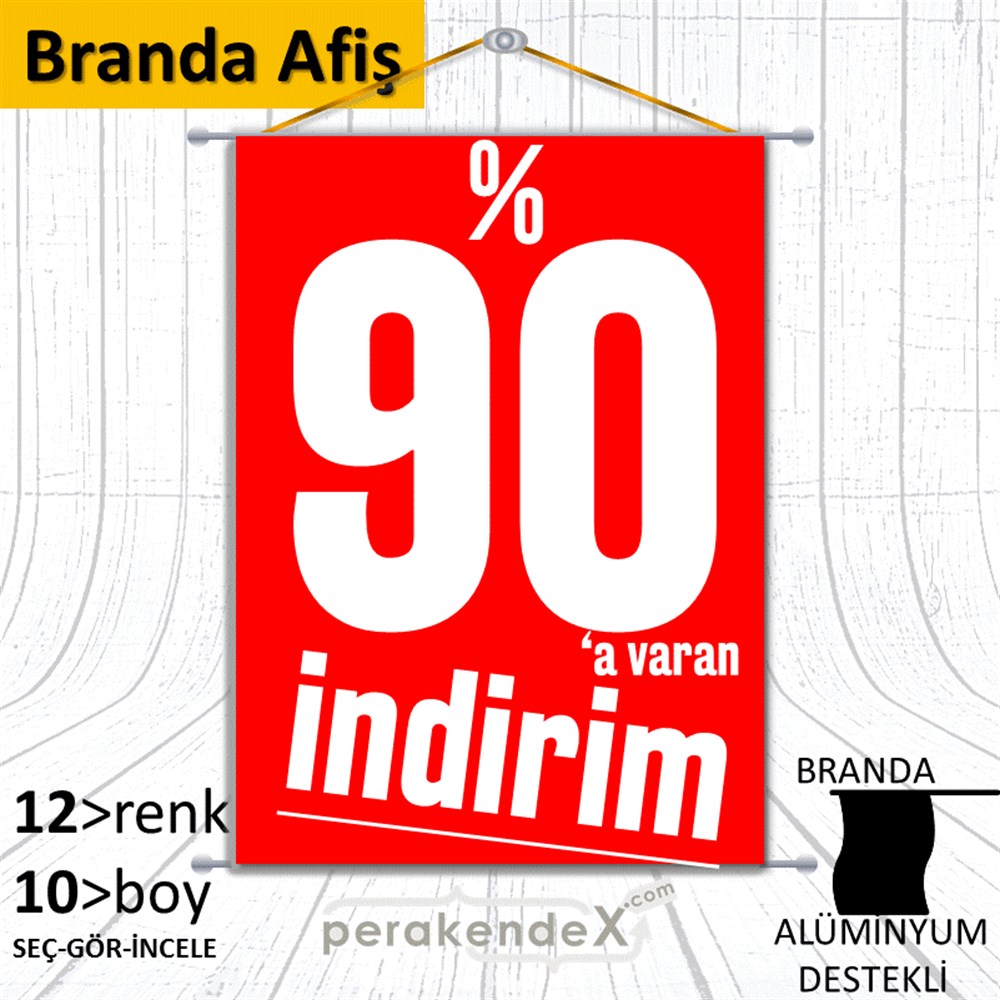 %90 A Varan İndirim Kampanyası BRANDA POSTER,  AFİŞ -dikdörtgen,tek yön baskı