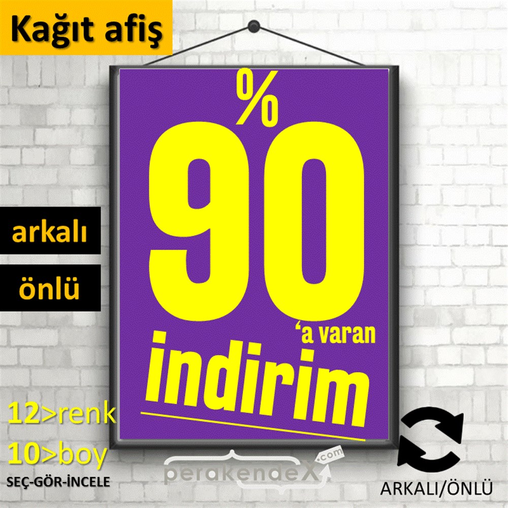%90 A Varan İndirim Kampanyası KAĞIT POSTER,  AFİŞ -dikdörtgen,çift yön baskı