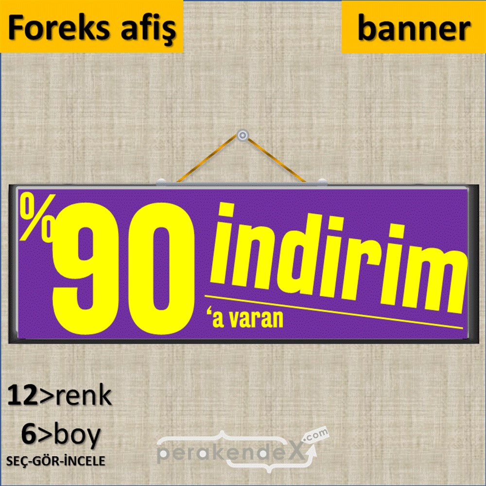 %90 A Varan İndirim Kampanyası SERT PLASTİK POSTER,  AFİŞ (BANNER) -dikdörtgen,tek yön baskı