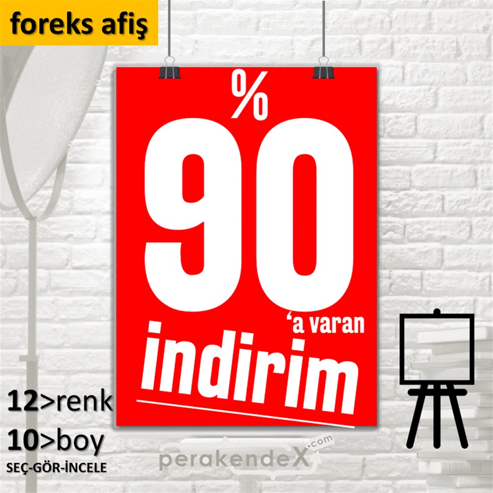 %90 A Varan İndirim Kampanyası SERT PLASTİK POSTER,  AFİŞ -dikdörtgen,tek yön baskı