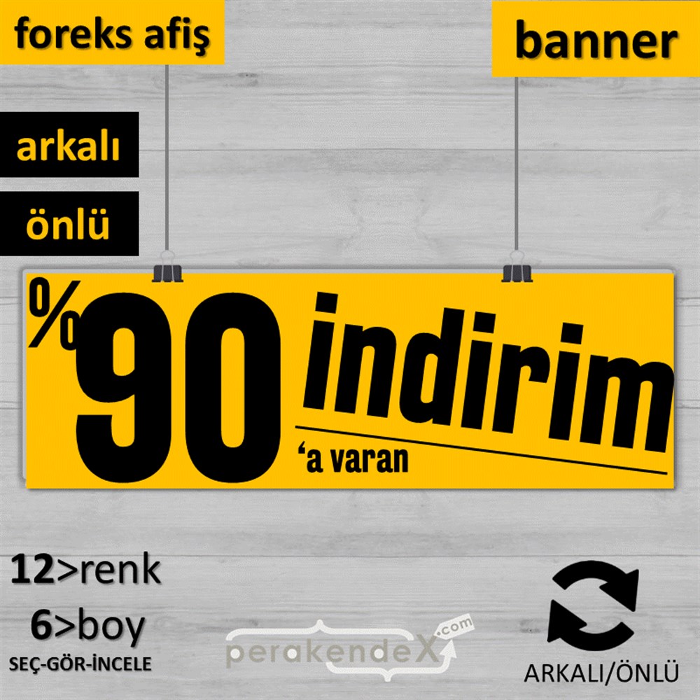 %90 A Varan İndirim Kampanyası SERT PLASTİK POSTER,  AFİŞ (BANNER) -dikdörtgen,çift yön baskı