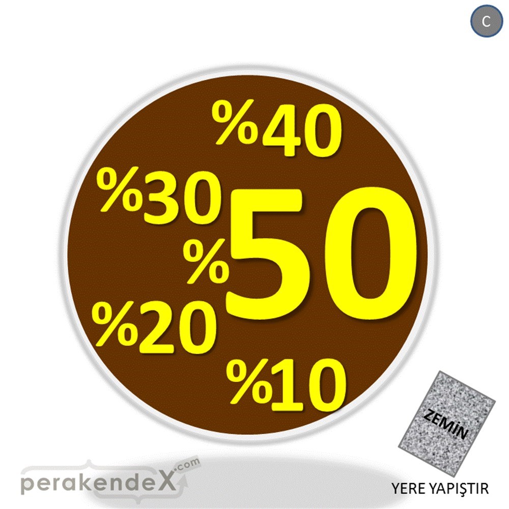 yüzde(50-40-30-20-10) indirim YER ZEMİNE YAPIŞIR -oval,tek yön baskı