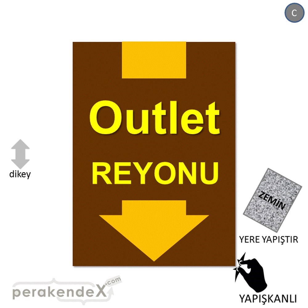 outlet reyonu YER ZEMİNE YAPIŞIR -dikdörtgen,tek yön baskı