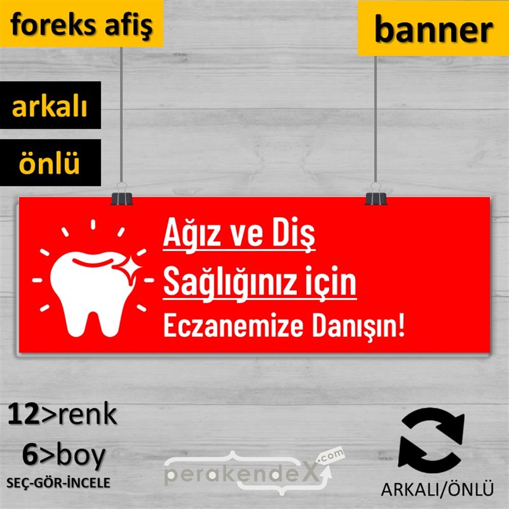 Ağız Ve Diş Sağlığınız İçin  SERT PLASTİK POSTER,  AFİŞ (BANNER) -dikdörtgen,çift yön baskısert plastik poster,  afiş