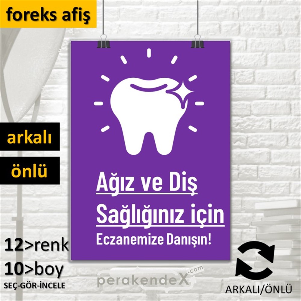 Ağız Ve Diş Sağlığınız İçin  SERT PLASTİK POSTER,  AFİŞ -dikdörtgen,çift yön baskısert plastik poster,  afiş