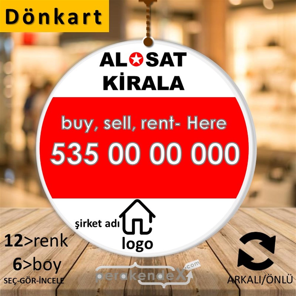 Al & Sat & Kirala Yazısı 004 DÖNKART -oval,çift yön baskıdön-kart