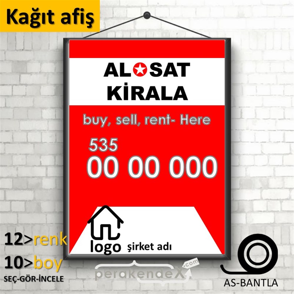Al & Sat & Kirala Yazısı 004 KAĞIT POSTER,  AFİŞ -dikdörtgen,tek yön baskıkağıt poster,  afiş