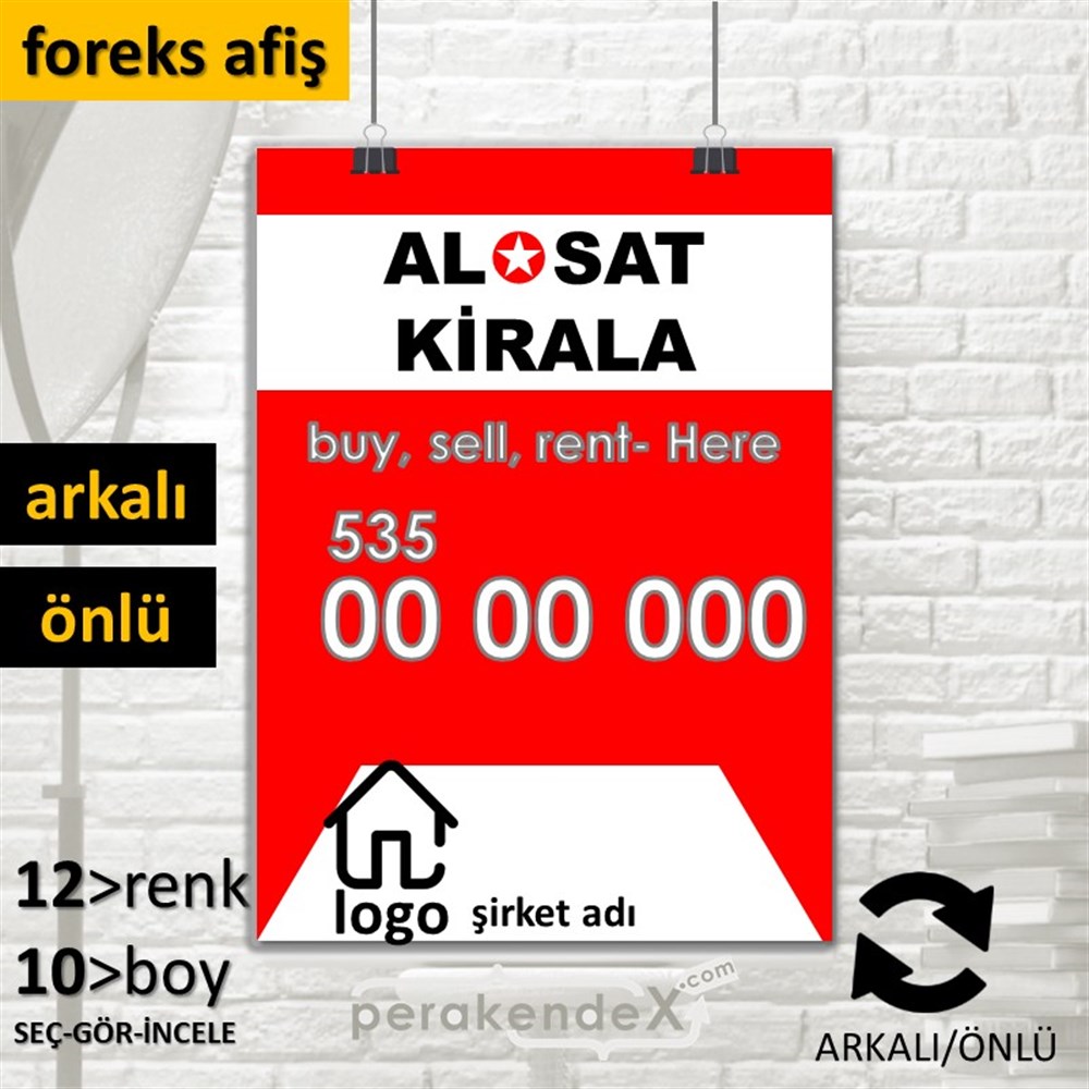 Al & Sat & Kirala Yazısı 004 SERT PLASTİK POSTER,  AFİŞ -dikdörtgen,çift yön baskısert plastik poster,  afiş