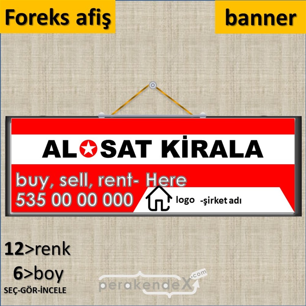 Al & Sat & Kirala Yazısı 004 SERT PLASTİK POSTER,  AFİŞ (BANNER) -dikdörtgen,tek yön baskısert plastik poster,  afiş