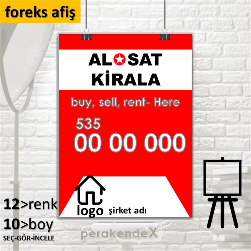 Al & Sat & Kirala Yazısı 004 SERT PLASTİK POSTER,  AFİŞ -dikdörtgen,tek yön baskısert plastik poster,  afiş