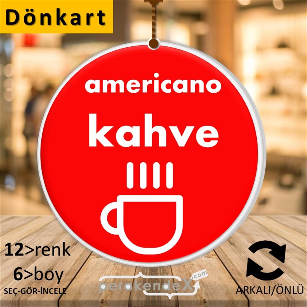 Amerikano - Kahve DÖNKART -oval,çift yön baskıdön-kart