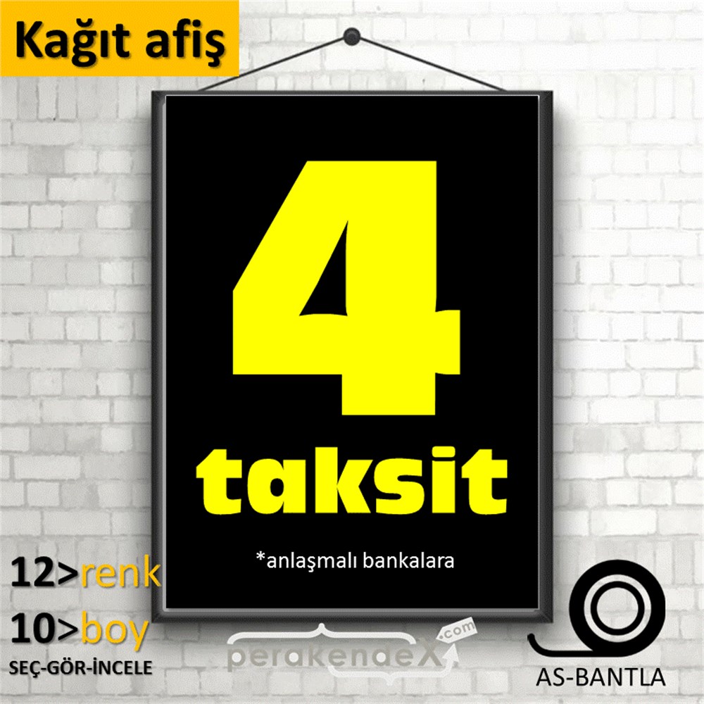 anlaşmalı bankalara 4 taksit POSTERİ -dikdörtgen,tek yön baskı