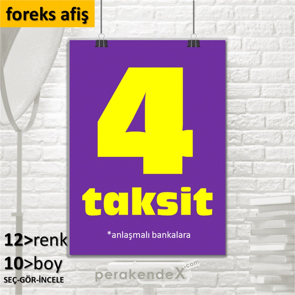 anlaşmalı bankalara 4 taksit SERT PLASTİK POSTER -dikdörtgen,tek yön baskı