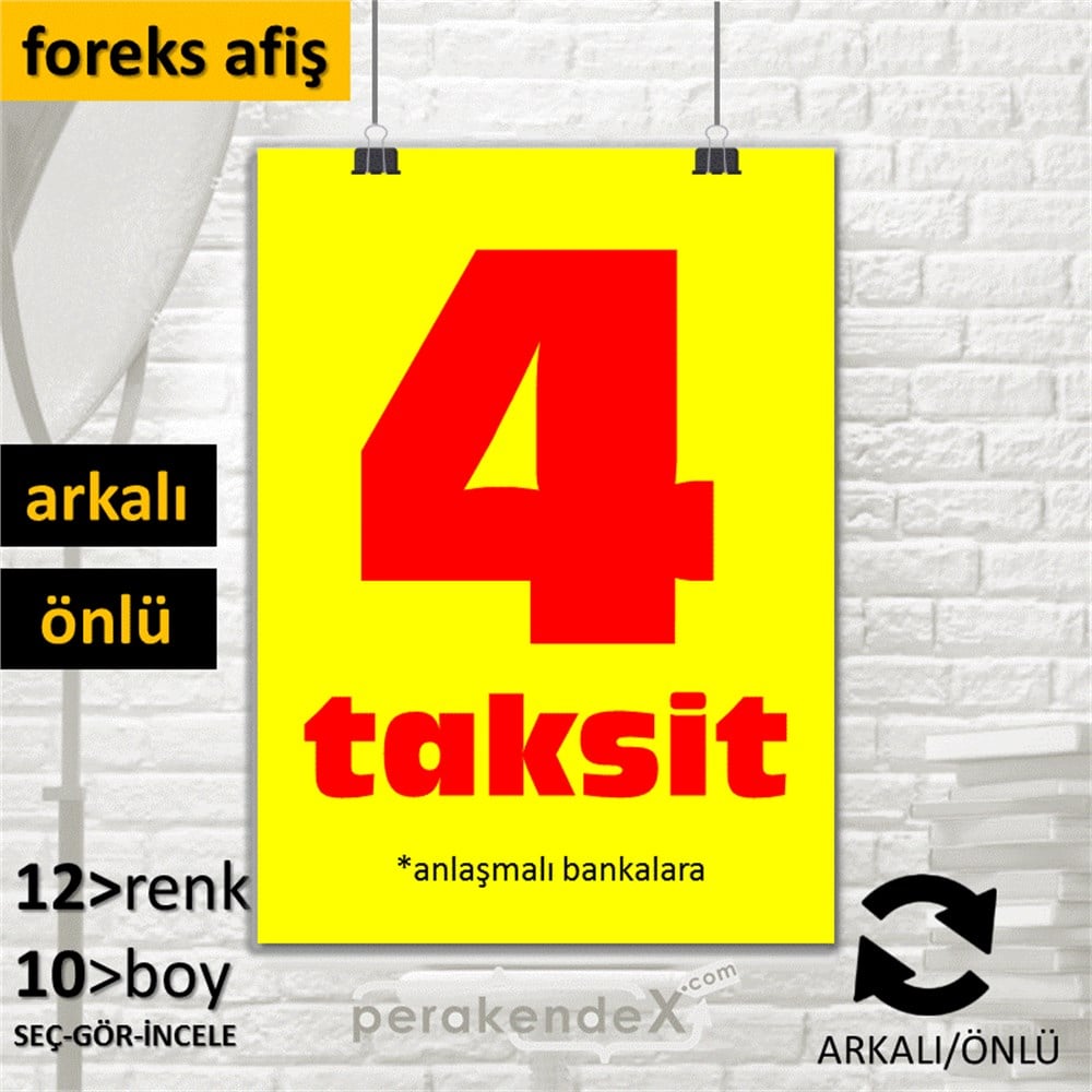 anlaşmalı bankalara 4 taksit SERT PLASTİK POSTER -dikdörtgen,çift yön baskı