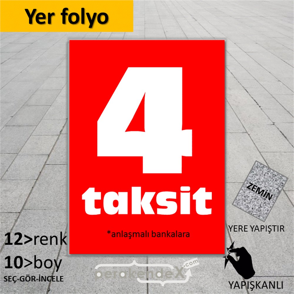 anlaşmalı bankalara 4 taksit YER ZEMİNE YAPIŞIR -dikdörtgen,tek yön baskı