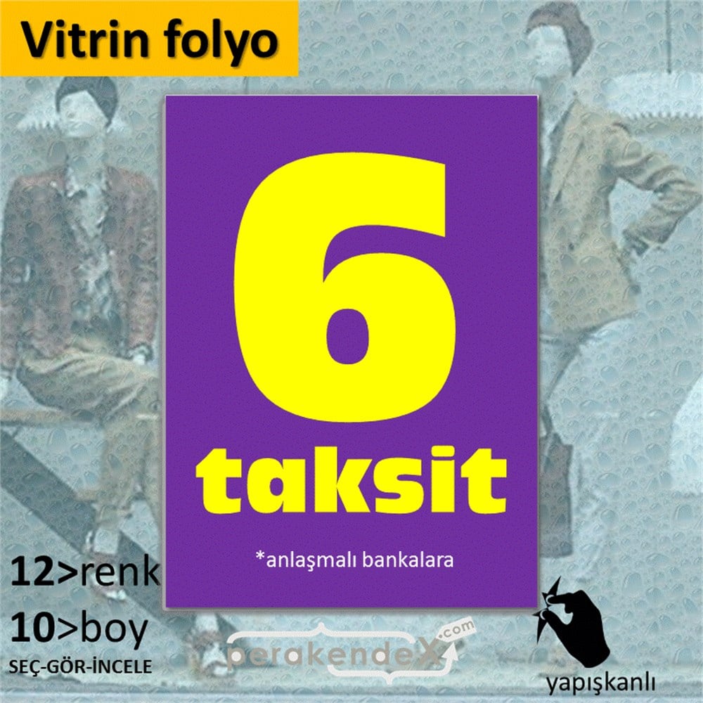 anlaşmalı bankalara 6 taksit CAMA YAPIŞAN FOLYO -dikdörtgen,tek yön baskı