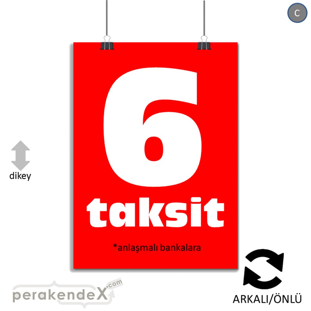 anlaşmalı bankalara 6 taksit POSTERİ -dikdörtgen,çift yön baskı