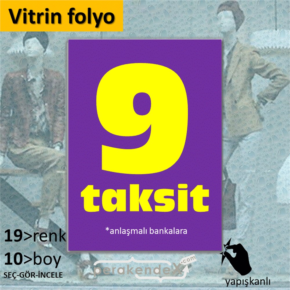 anlaşmalı bankalara 9 taksit CAMA YAPIŞAN FOLYO -dikdörtgen,tek yön baskı
