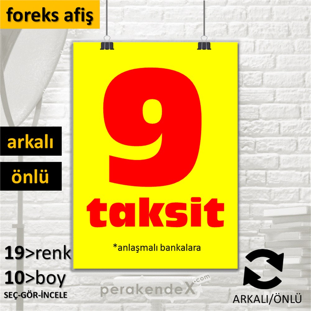 anlaşmalı bankalara 9 taksit SERT PLASTİK POSTER -dikdörtgen,çift yön baskı