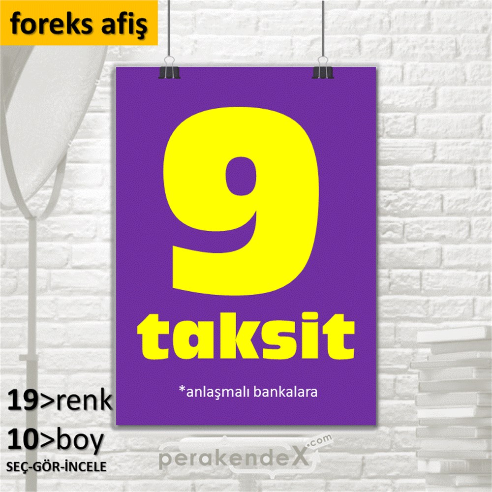 anlaşmalı bankalara 9 taksit SERT PLASTİK POSTER -dikdörtgen,tek yön baskı