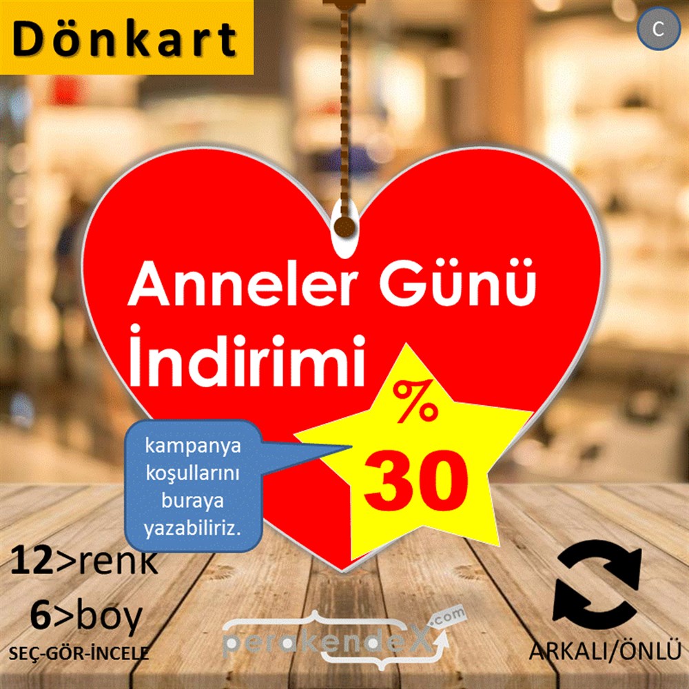 Anneler Günü  İndirimi DÖNKART -oval,çift yön baskı
