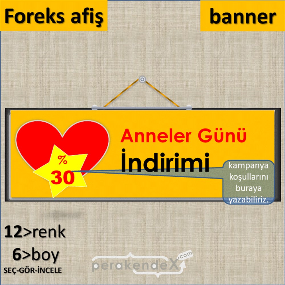 Anneler Günü  İndirimi SERT PLASTİK POSTER,  AFİŞ (BANNER) -dikdörtgen,tek yön baskı