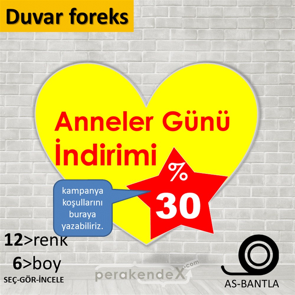 Anneler Günü  İndirimi SERT PLASTİK POSTER,  AFİŞ -oval,tek yön baskı
