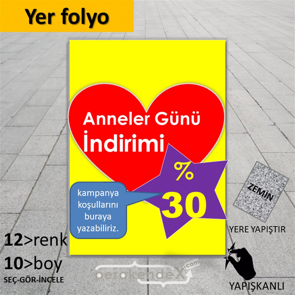 Anneler Günü  İndirimi YER - ZEMİN FOLYO,  VİNİL -dikdörtgen,tek yön baskı