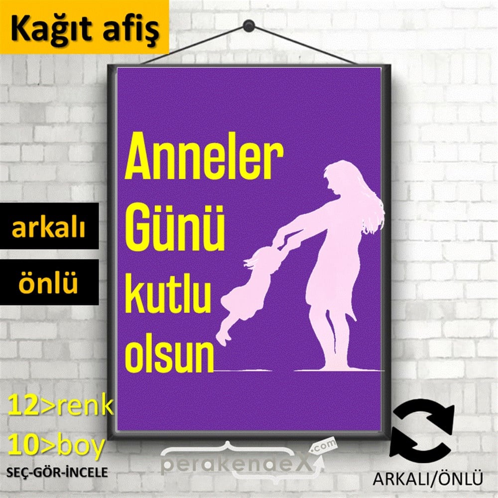 Anneler Günü Kutlu Olsun KAĞIT POSTER,  AFİŞ -dikdörtgen,çift yön baskı