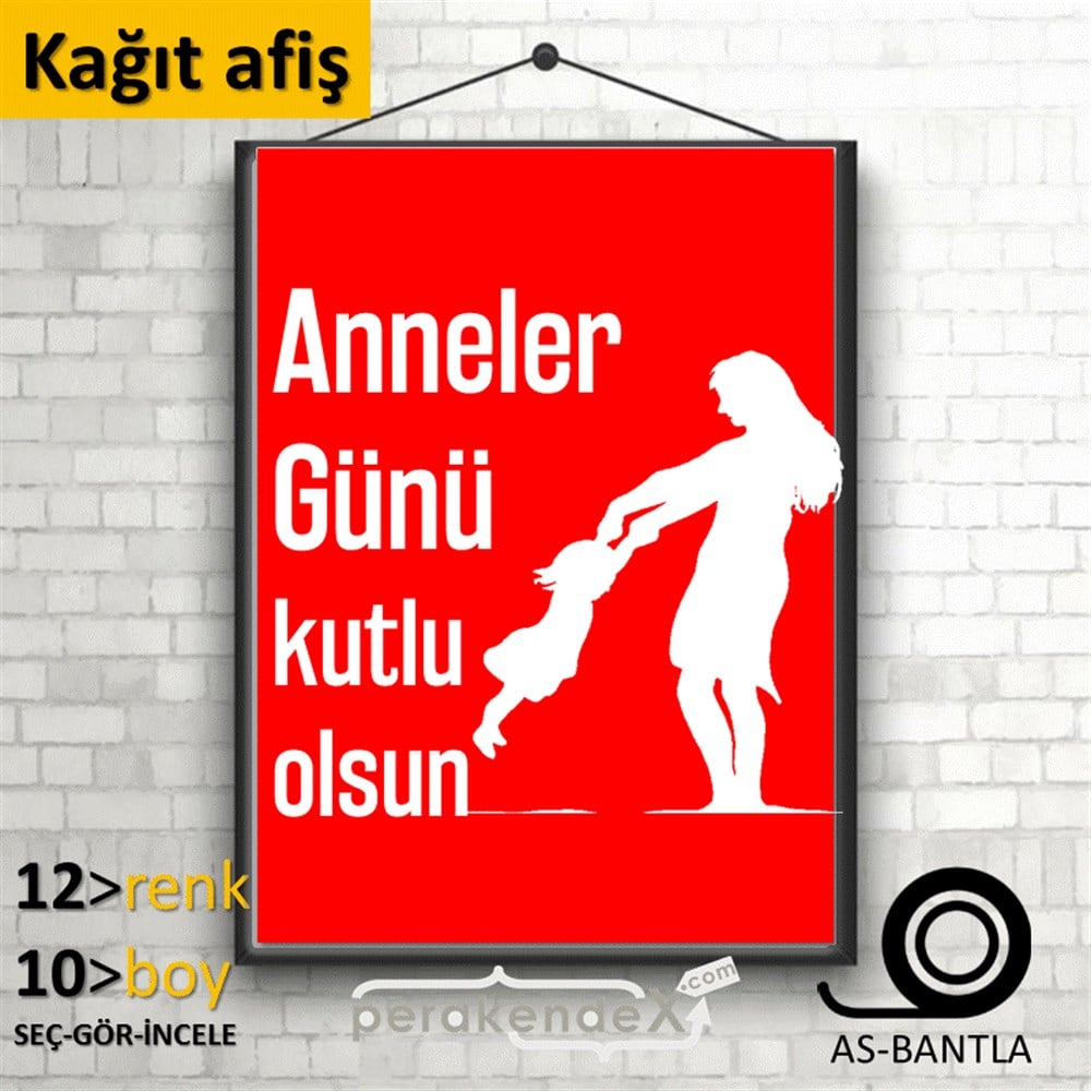 Anneler Günü Kutlu Olsun KAĞIT POSTER,  AFİŞ -dikdörtgen,tek yön baskı