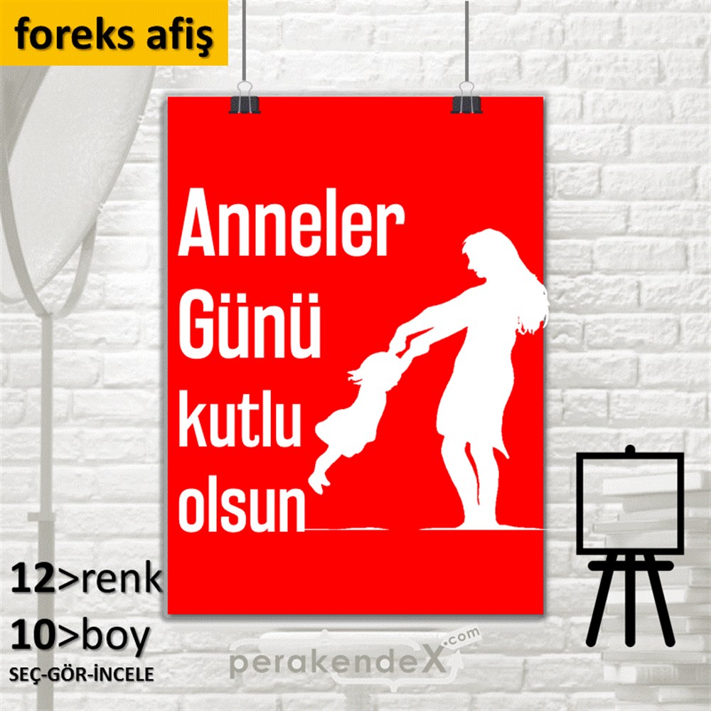 Anneler Günü Kutlu Olsun SERT PLASTİK POSTER,  AFİŞ -dikdörtgen,tek yön baskı