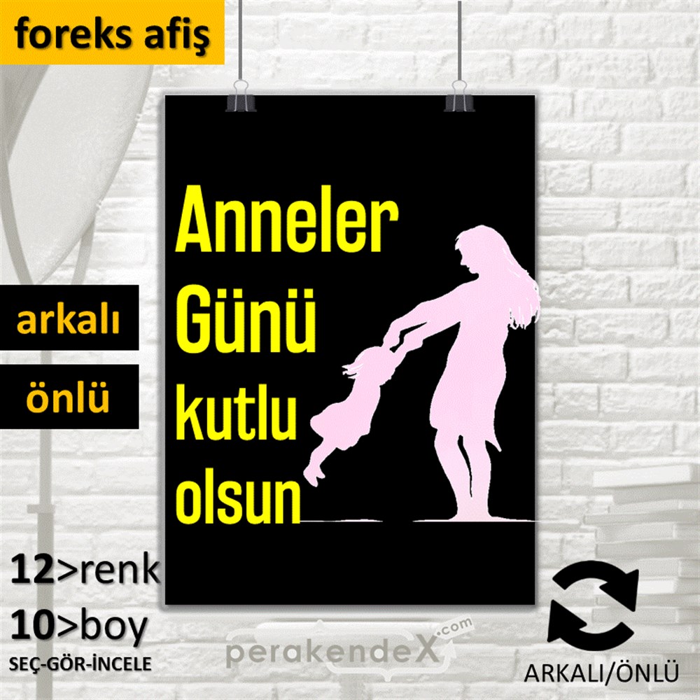 Anneler Günü Kutlu Olsun SERT PLASTİK POSTER,  AFİŞ -dikdörtgen,çift yön baskı
