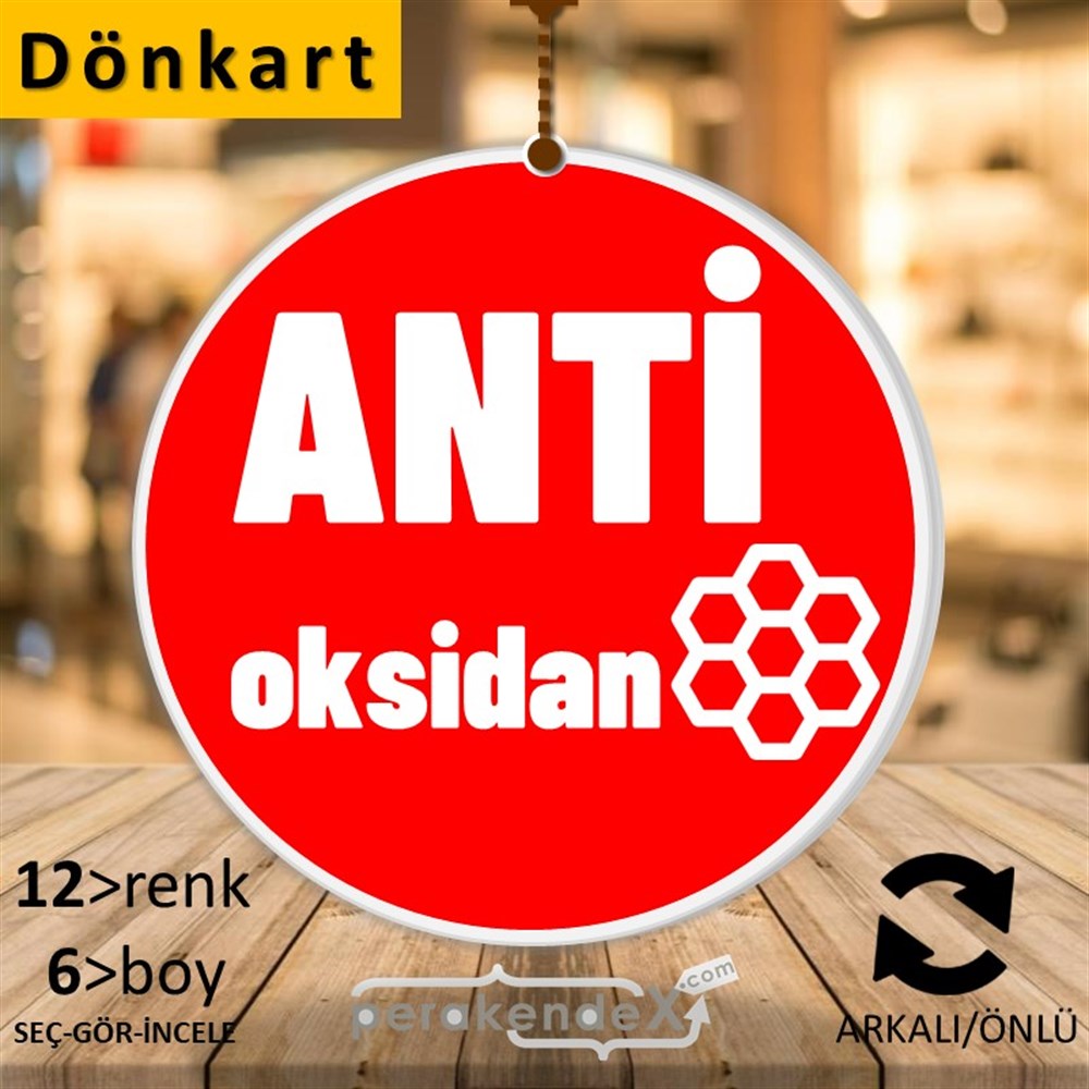 Antioksidan Yazısı DÖNKART -oval,çift yön baskıdön-kart