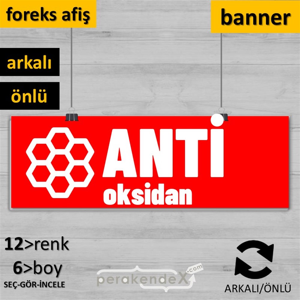 Antioksidan Yazısı SERT PLASTİK POSTER,  AFİŞ (BANNER) -dikdörtgen,çift yön baskısert plastik poster,  afiş
