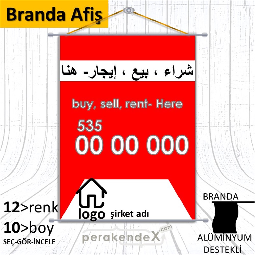 Arapça Al & Sat & Kirala Yazısı 004 BRANDA POSTER,  AFİŞ -dikdörtgen,tek yön baskıbranda poster,  afiş