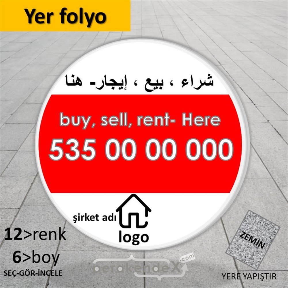 Arapça Al & Sat & Kirala Yazısı 004 YER - ZEMİN FOLYO,  VİNİL -oval,tek yön baskıyer - zemin folyo,  vinil