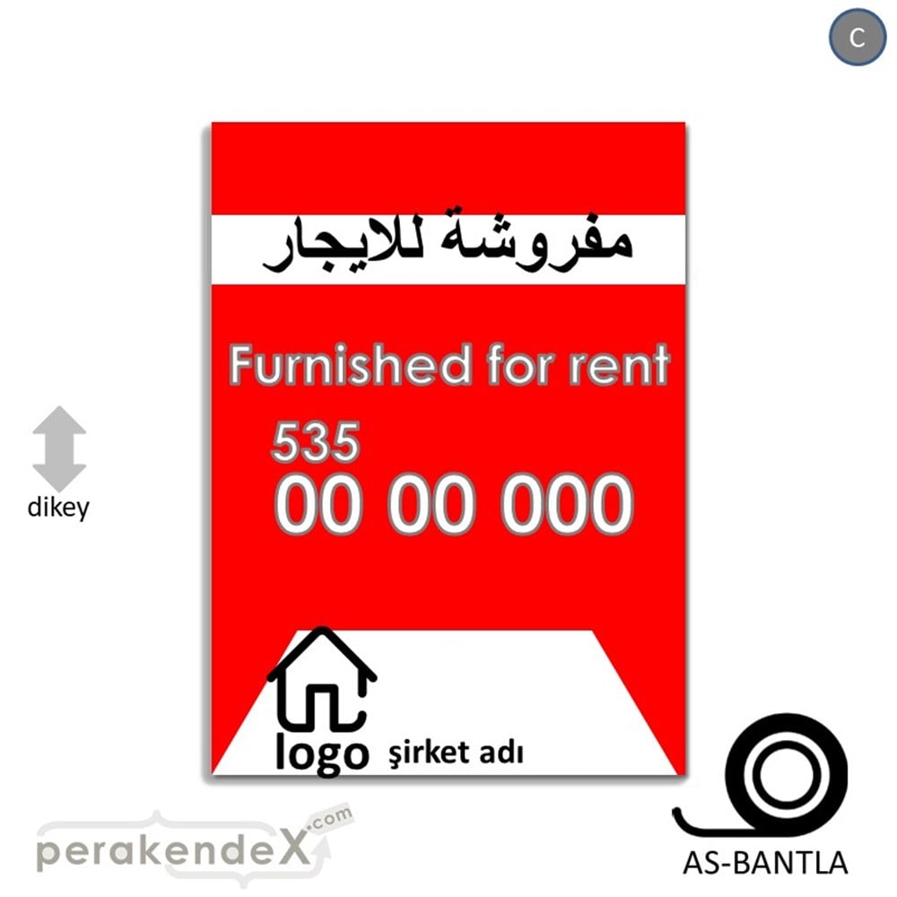 Arapça Eşyalı Kiralık Yazısı 004 KAĞIT POSTER,  AFİŞ -dikdörtgen,tek yön baskıkağıt poster,  afiş