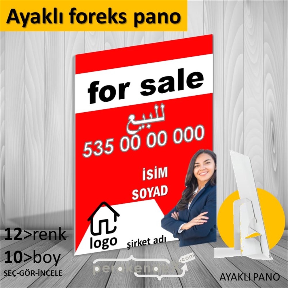 Arapça Satılık Yazısı 002 KARTON AYAKLI POSTER,  PANO -dikdörtgen,tek yön baskıkarton ayaklı poster,  pano