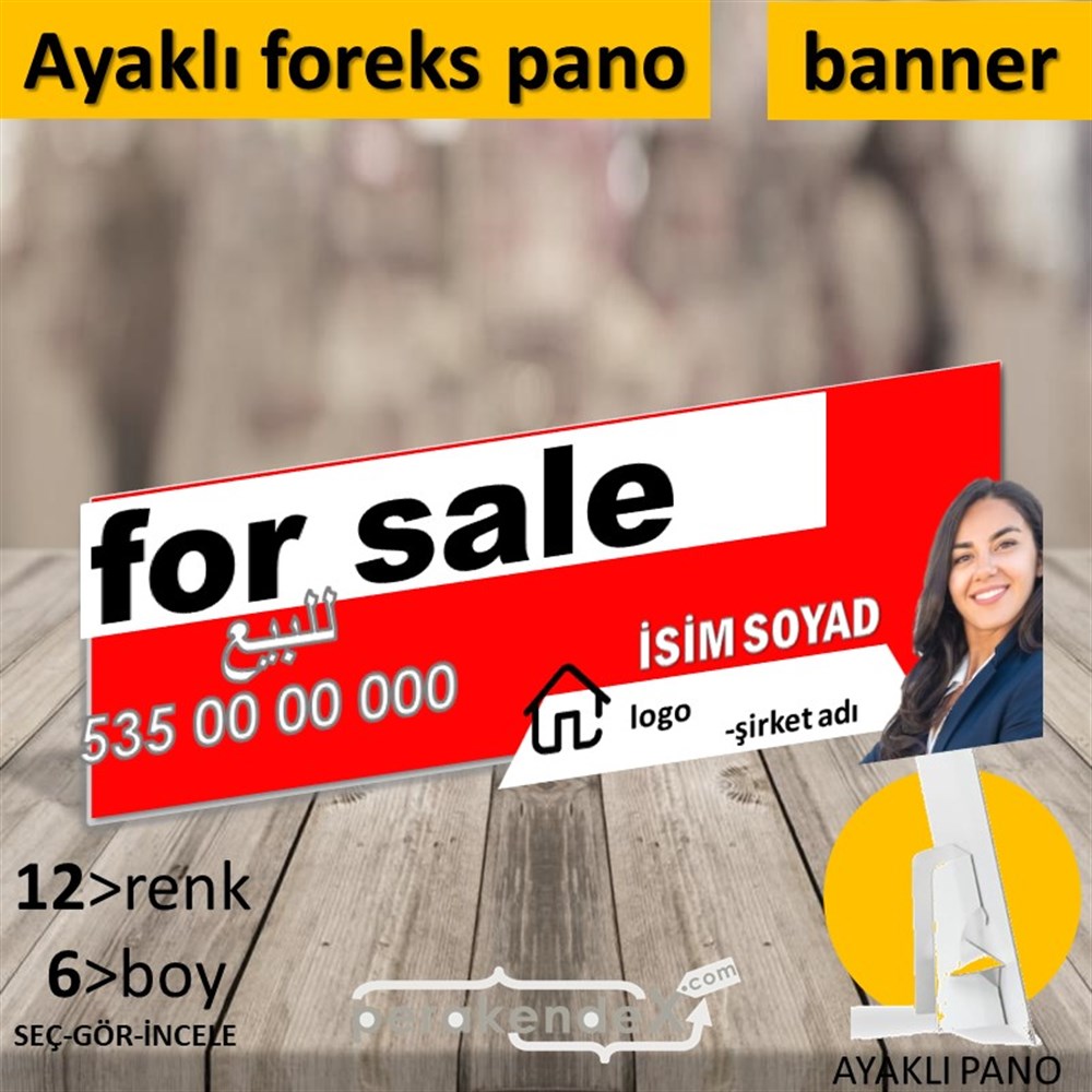 Arapça Satılık Yazısı 002 KARTON AYAKLI POSTER,  PANO (BANNER) -dikdörtgen,tek yön baskıkarton ayaklı poster,  pano
