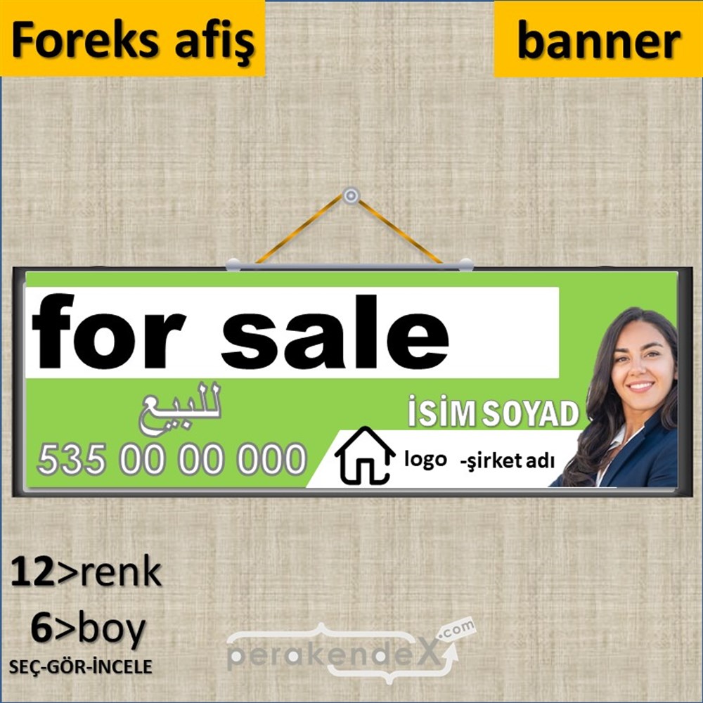 Arapça Satılık Yazısı 002 SERT PLASTİK POSTER,  AFİŞ (BANNER) -dikdörtgen,tek yön baskısert plastik poster,  afiş