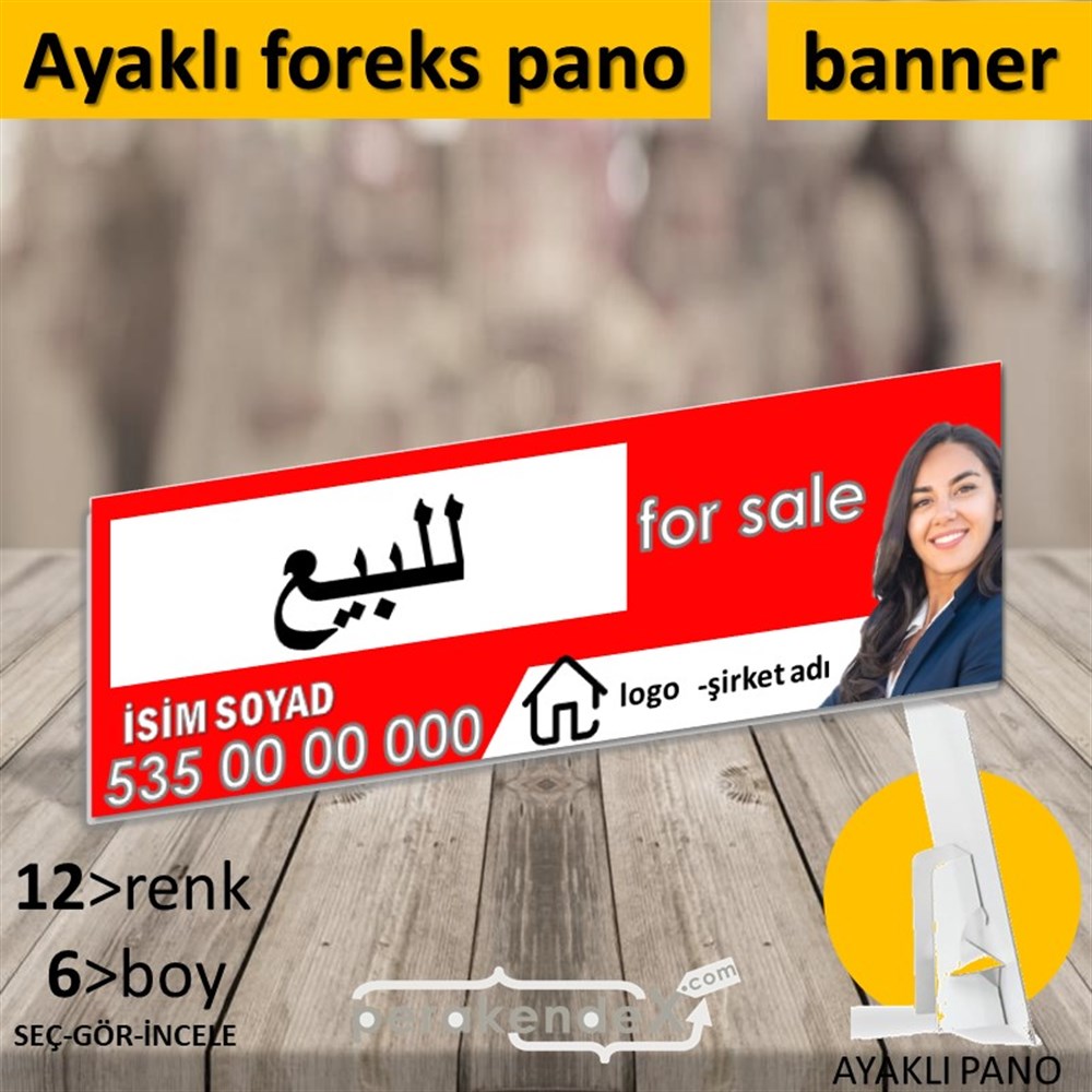 Arapça Satılık Yazısı 102 KARTON AYAKLI POSTER,  PANO (BANNER) -dikdörtgen,tek yön baskıkarton ayaklı poster,  pano
