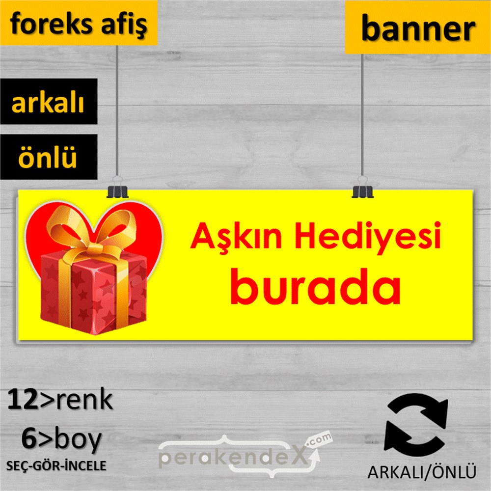Aşkın Hediyesi burada SERT PLASTİK POSTER,  AFİŞ (BANNER) -dikdörtgen,çift yön baskı