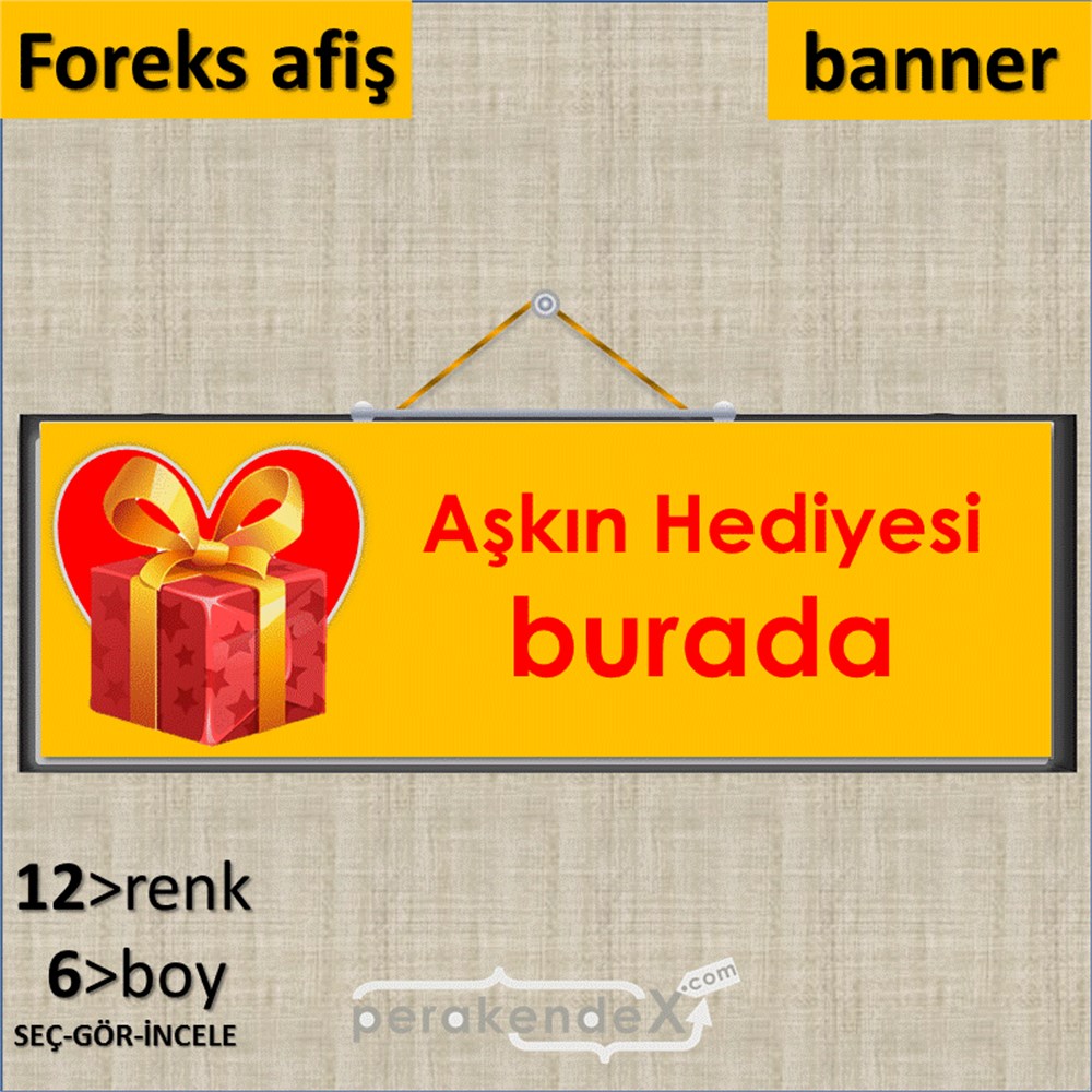 Aşkın Hediyesi burada SERT PLASTİK POSTER,  AFİŞ (BANNER) -dikdörtgen,tek yön baskı