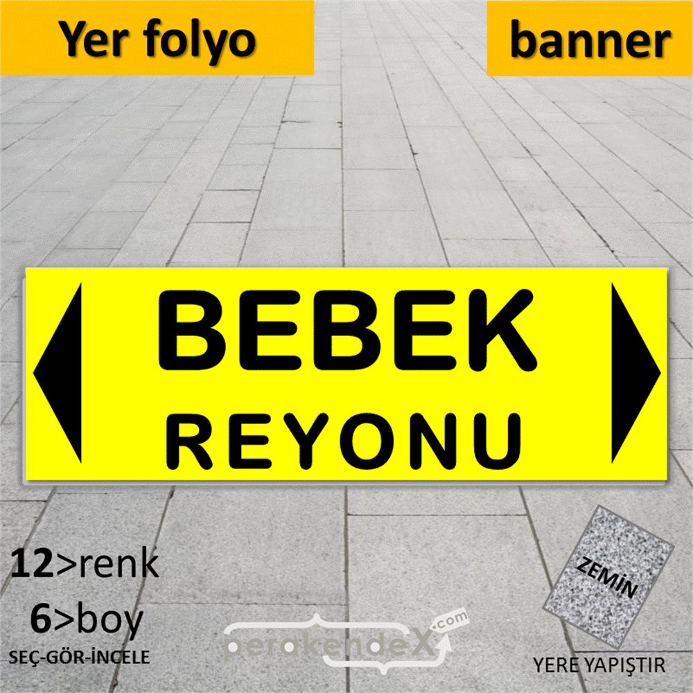 bebek reyonu yönlendirme YER ZEMİNE YAPIŞAN BANNER -dikdörtgen,tek yön baskı