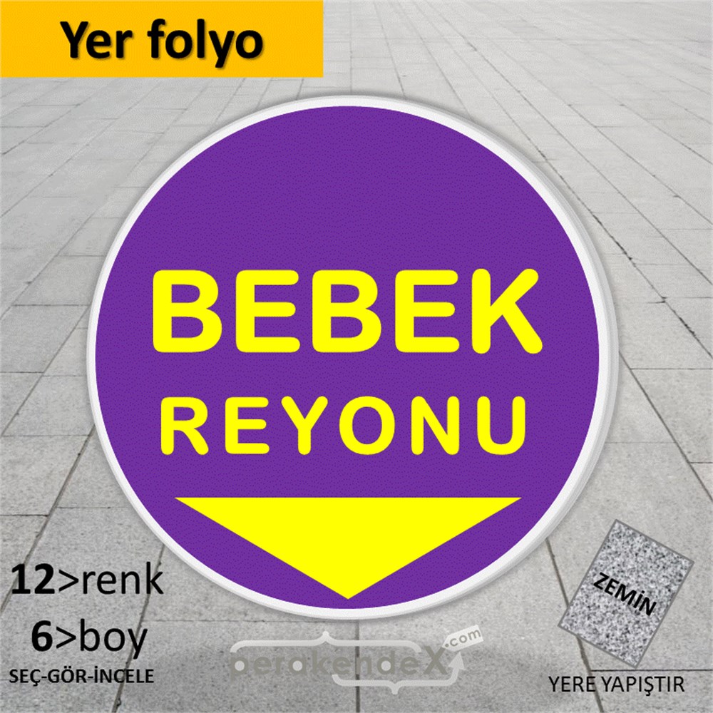 bebek reyonu yönlendirme YER ZEMİNE YAPIŞIR -oval,tek yön baskı
