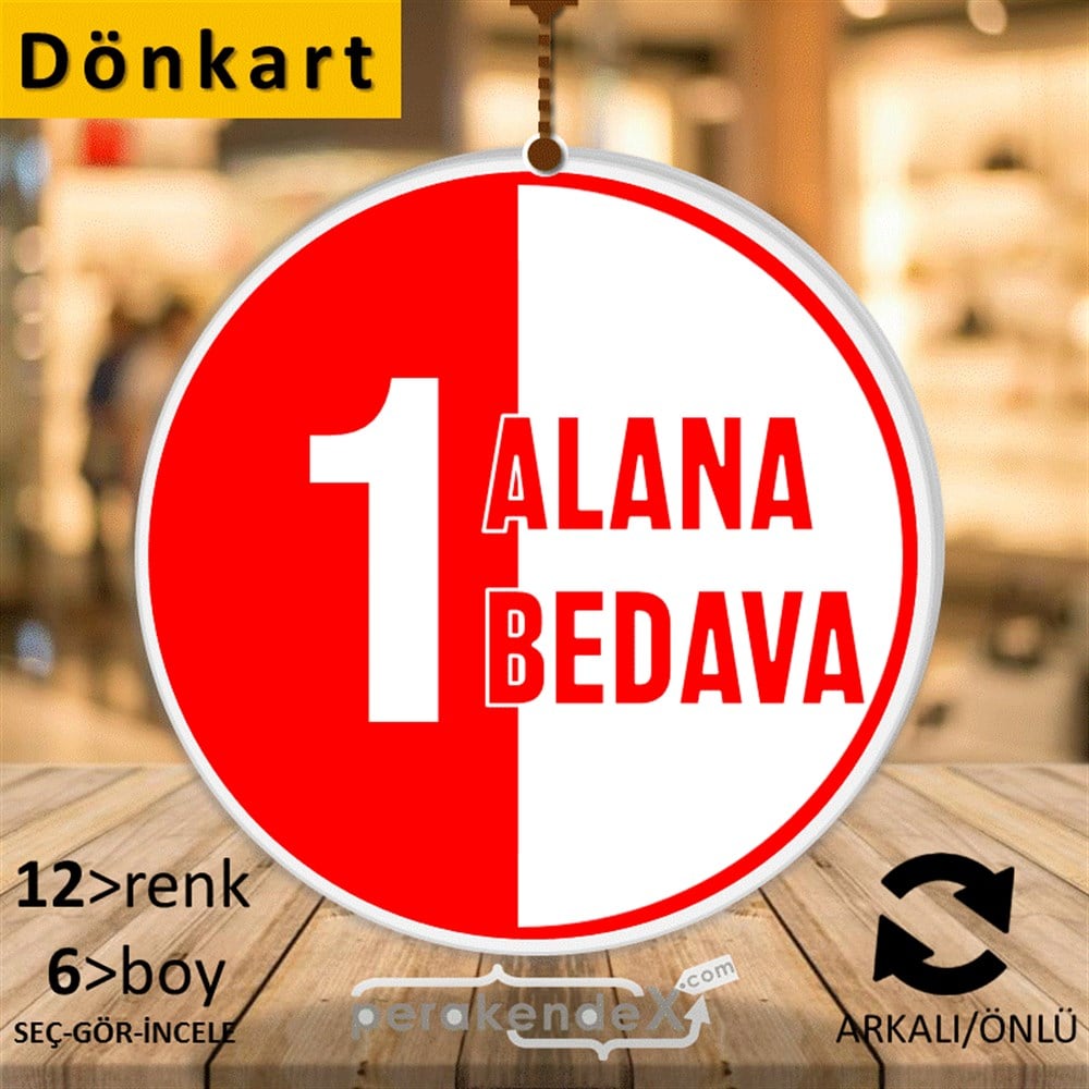 Bir Alana Bir Bedava DÖNKART -oval,çift yön baskı