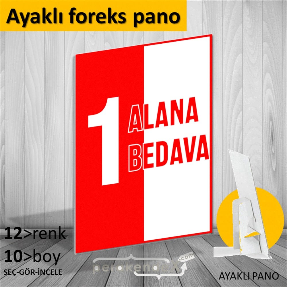 Bir Alana Bir Bedava KARTON AYAKLI POSTER,  PANO -dikdörtgen,tek yön baskı