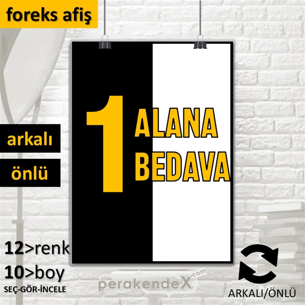 Bir Alana Bir Bedava SERT PLASTİK POSTER,  AFİŞ -dikdörtgen,çift yön baskı