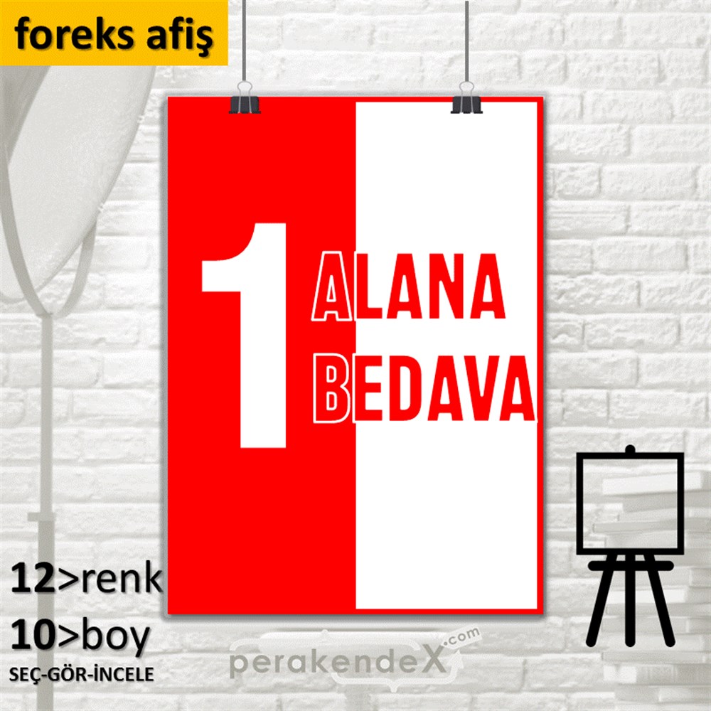 Bir Alana Bir Bedava SERT PLASTİK POSTER,  AFİŞ -dikdörtgen,tek yön baskı