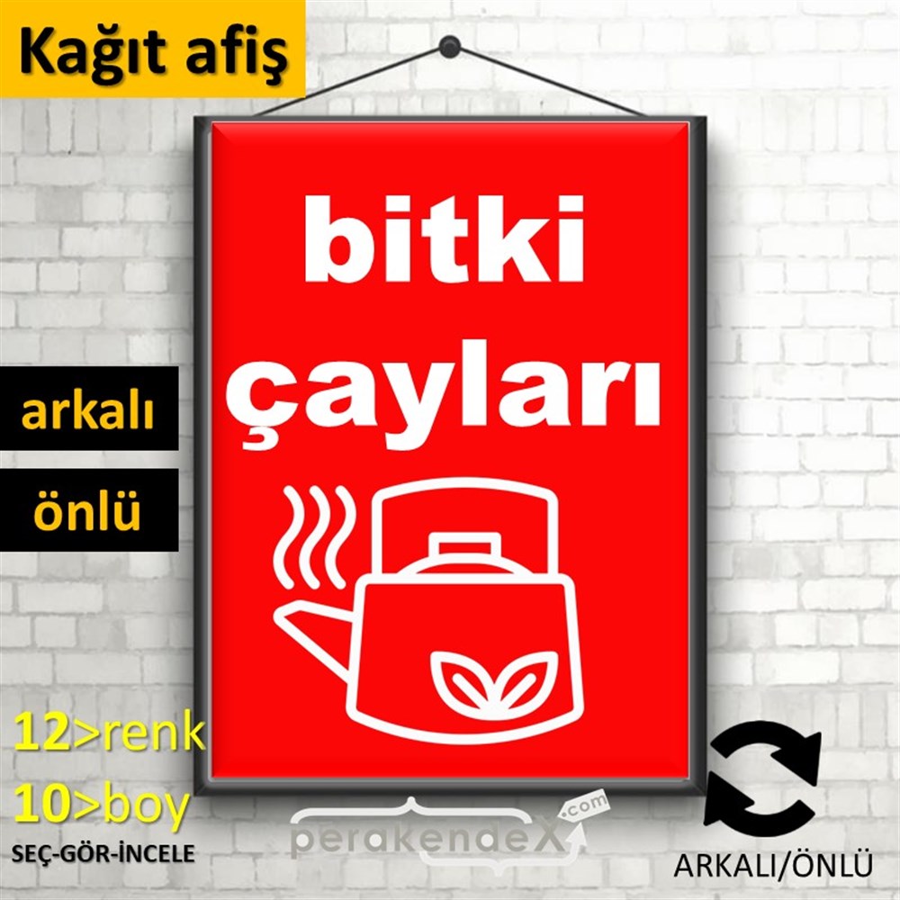 Bitki Çayları KAĞIT POSTER,  AFİŞ -dikdörtgen,çift yön baskıkağıt poster,  afiş